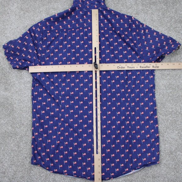 Massive USA Flag AOP Shirt Mens Medium Blue Cotton All Over Print S/S Button - Picture 9 of 12